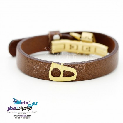 دستبند طلا و چرم - طرح ه‍ نیمانی-SB0915